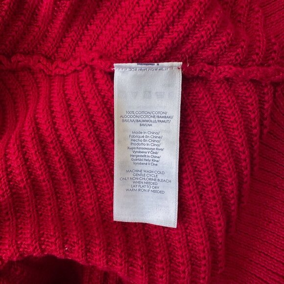 Chaps Women’s Red Cotton Sweater, Medium - Picture 6 of 6